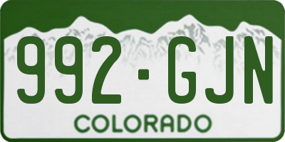 CO license plate 992GJN