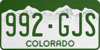 CO license plate 992GJS