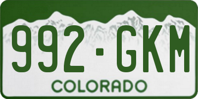 CO license plate 992GKM