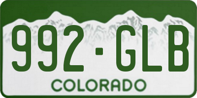 CO license plate 992GLB