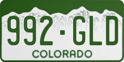 CO license plate 992GLD
