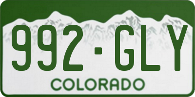CO license plate 992GLY
