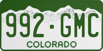 CO license plate 992GMC