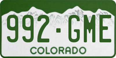 CO license plate 992GME