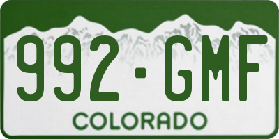 CO license plate 992GMF