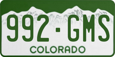 CO license plate 992GMS
