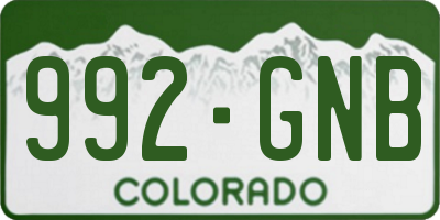 CO license plate 992GNB