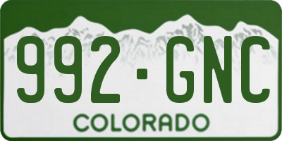 CO license plate 992GNC