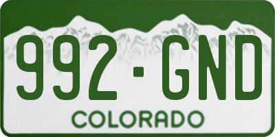CO license plate 992GND