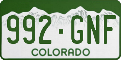 CO license plate 992GNF