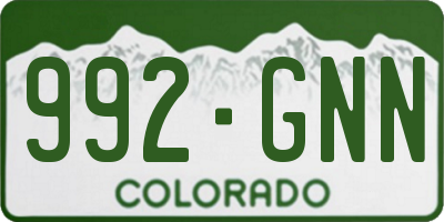 CO license plate 992GNN