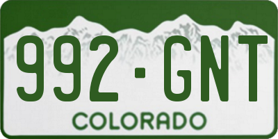 CO license plate 992GNT