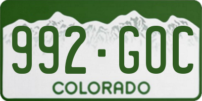 CO license plate 992GOC