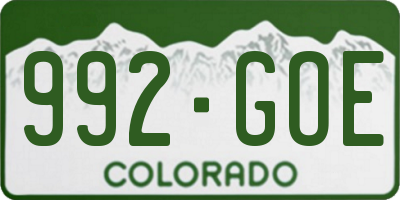 CO license plate 992GOE