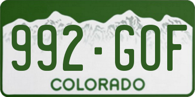CO license plate 992GOF
