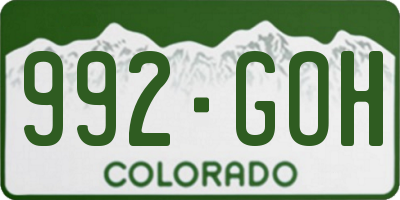 CO license plate 992GOH