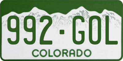 CO license plate 992GOL