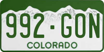 CO license plate 992GON