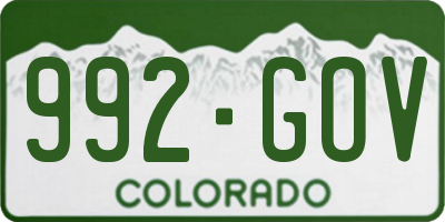 CO license plate 992GOV