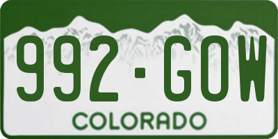 CO license plate 992GOW
