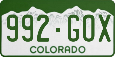CO license plate 992GOX