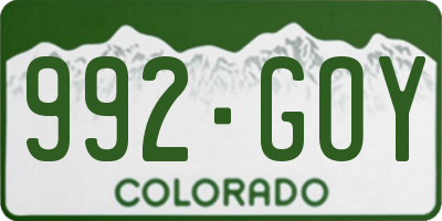 CO license plate 992GOY