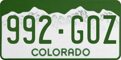 CO license plate 992GOZ