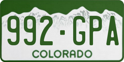CO license plate 992GPA