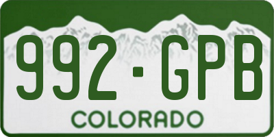 CO license plate 992GPB