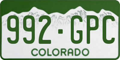 CO license plate 992GPC
