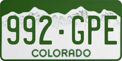 CO license plate 992GPE