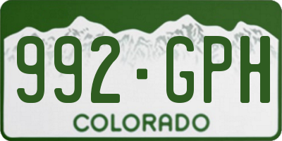CO license plate 992GPH