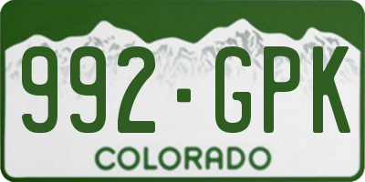 CO license plate 992GPK