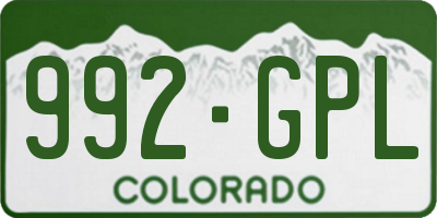 CO license plate 992GPL