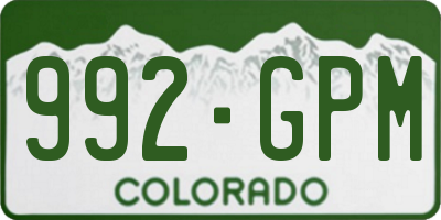 CO license plate 992GPM
