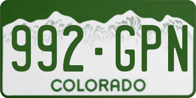 CO license plate 992GPN