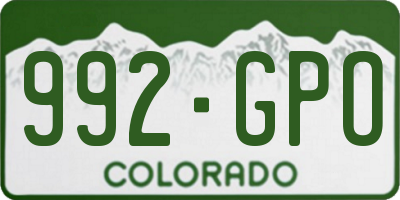 CO license plate 992GPO