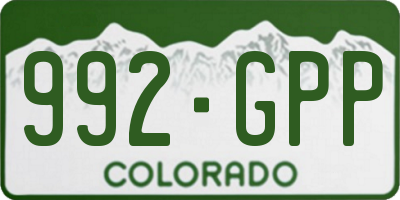 CO license plate 992GPP