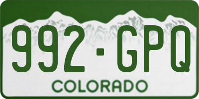 CO license plate 992GPQ