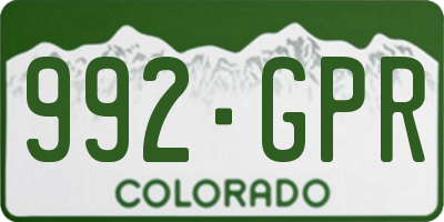 CO license plate 992GPR