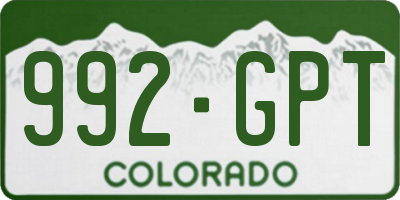 CO license plate 992GPT