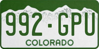 CO license plate 992GPU