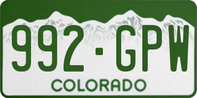 CO license plate 992GPW