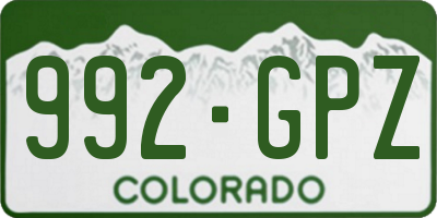 CO license plate 992GPZ