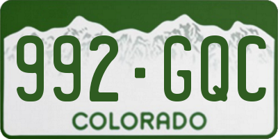 CO license plate 992GQC