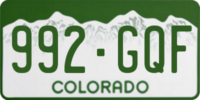 CO license plate 992GQF