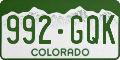CO license plate 992GQK