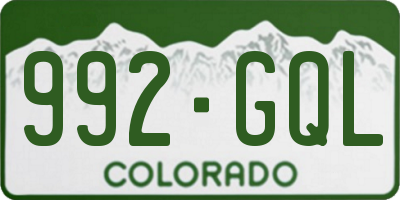 CO license plate 992GQL