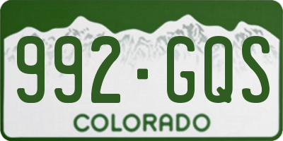 CO license plate 992GQS