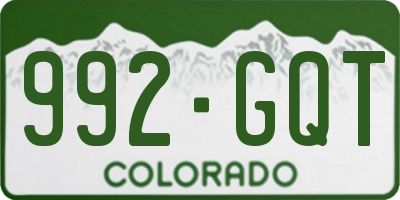 CO license plate 992GQT